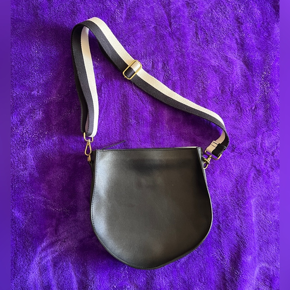 Madewell The Transport Saddlebag Black Leather Crossbody Shoulder Bag